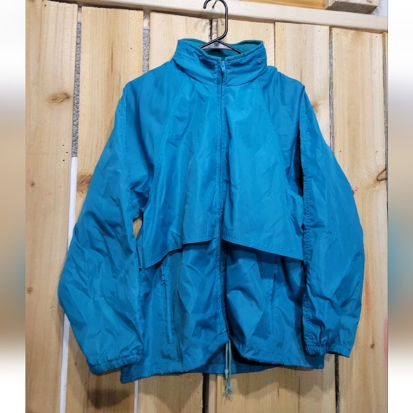 Vintage 90s Eddie Bauer  Lightweight Aqua Blue Windbreaker Jacket Womens  Medium - Picture 5 of 6